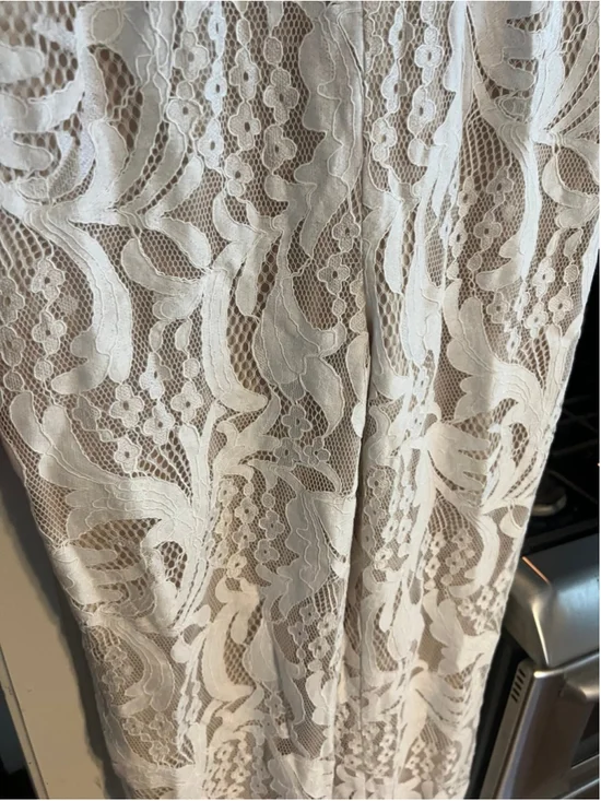 NWT Lulu’s Enamored With You White Lace Wide-Leg Jumpsuit - Picture 8 of 12